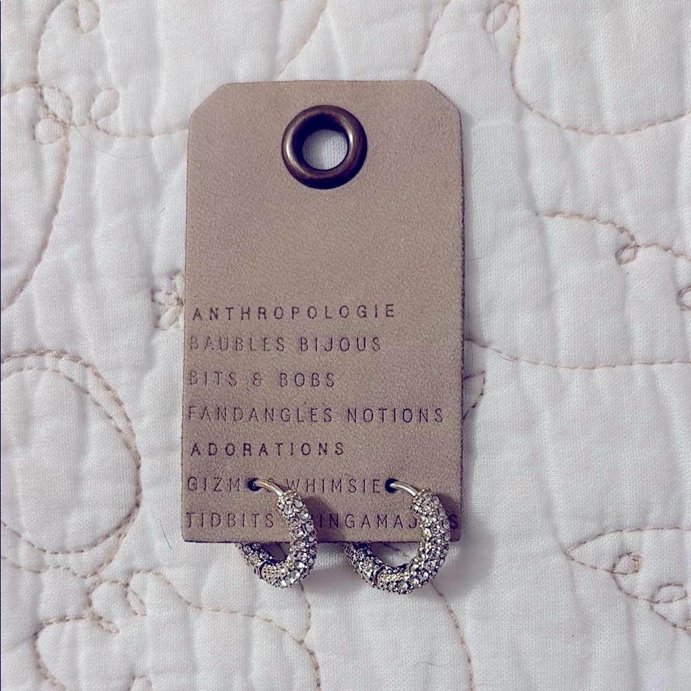 Anthropologie Gold and White Hoop Earrings